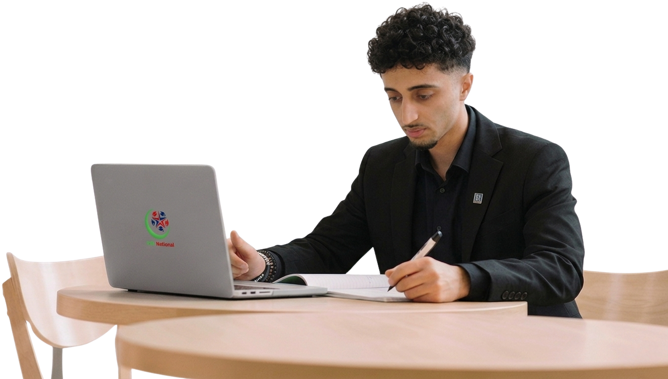 Instructor working on laptop